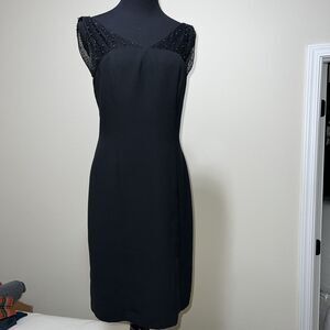 Joseph Ribkoff Beaded Straps Black Shift Dress Womens 8  Sleeveless VTG Canada